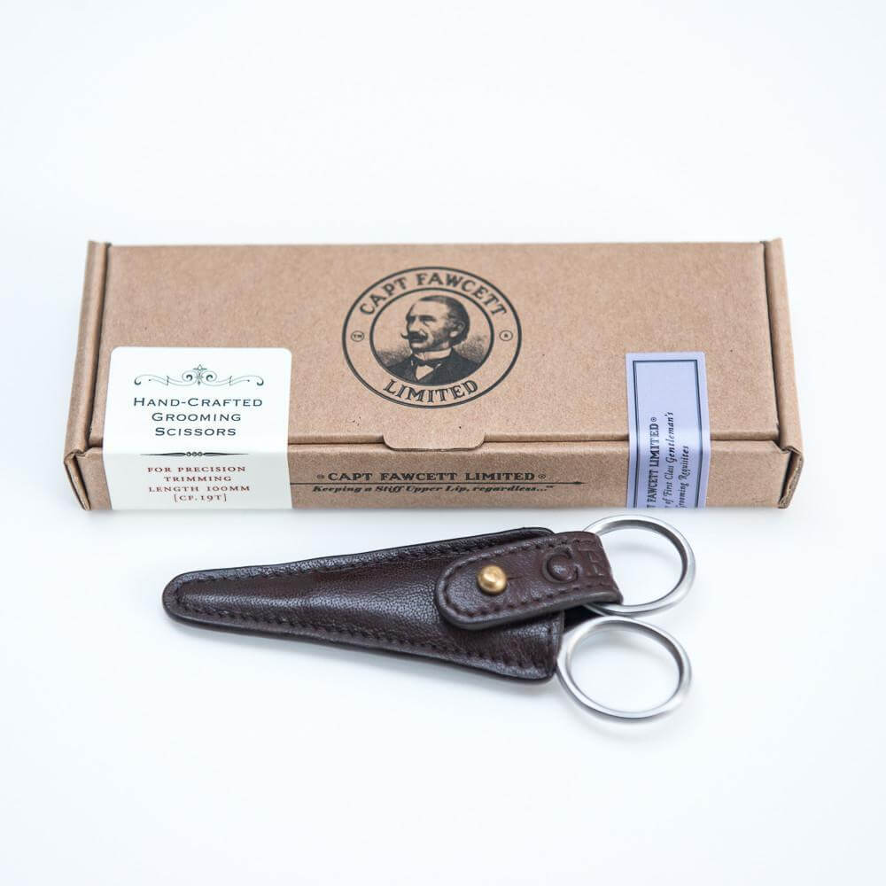 Captain Fawcett Hand-Crafted Grooming Scissors with Leather Pouch